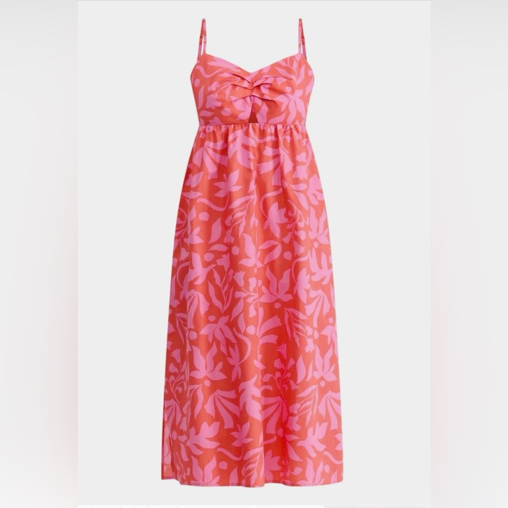 Beautiful Pink Melon colored Floral Print Summer Dress